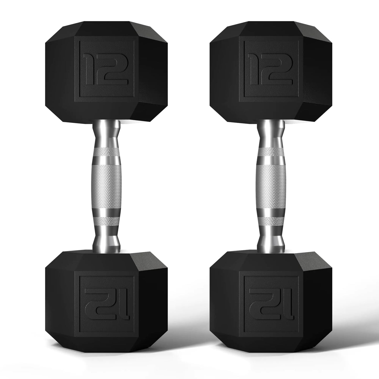 HexaFit 12LB Rubber Dumbbells - Set of 2