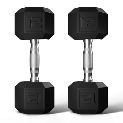 HexaFit 12LB Rubber Dumbbells - Set of 2